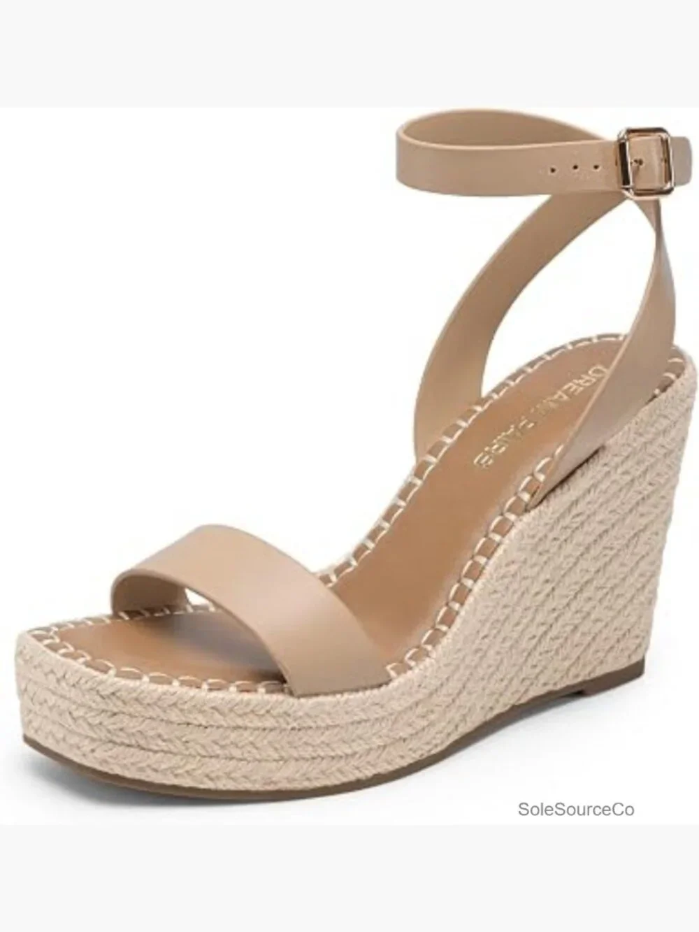 Women's Espadrille Wedge Sandals with Adjustable Ankle Strap and Cushioned